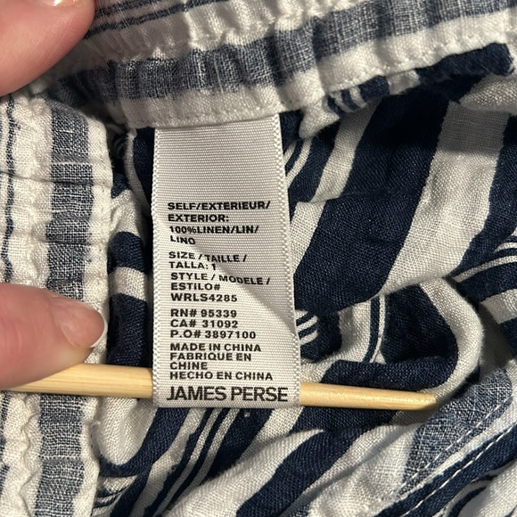 Standard James Perse Shorts Size 1 Women’s Blue & White 100% Linen Drawstring - Picture 5 of 6